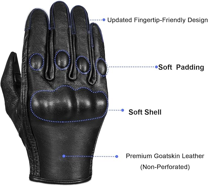 Full Finger Goat Skin Leather Touch Screen Motorcycle Gloves Men/Women S - Image 2