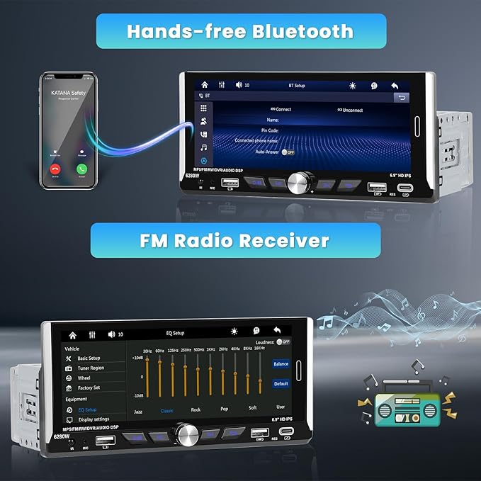 6.9 Inch Single Din Car Stereo - Image 3