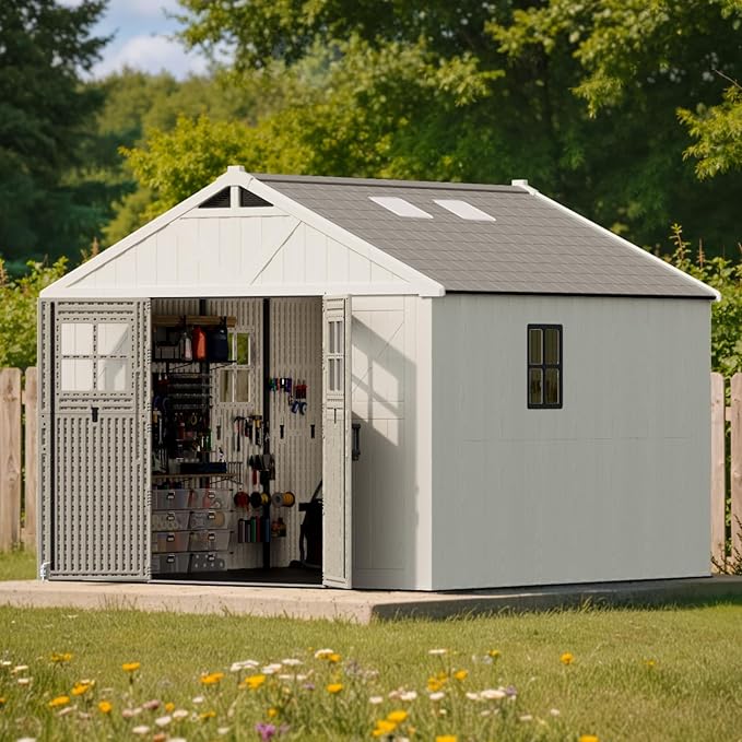 Patiowell 10x10 FT Outdoor Storage Shed, Plastic Shed - Image 8