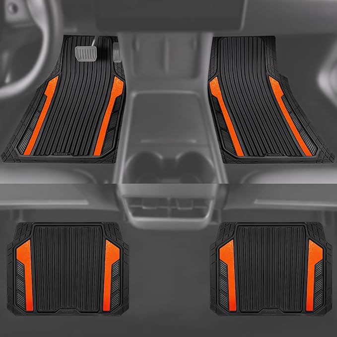 CAR PASS Heavy Duty Rubber Car Mats Metallic, Aluminum Film All Weather Floor - Image 5