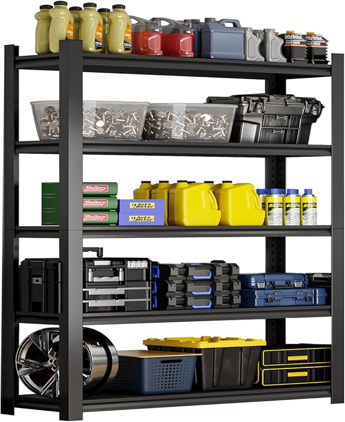 72''H Garage Shelving Heavy Duty, 2800LBS Storage Shelves, 5-Tier Adjustable by Qxdyt