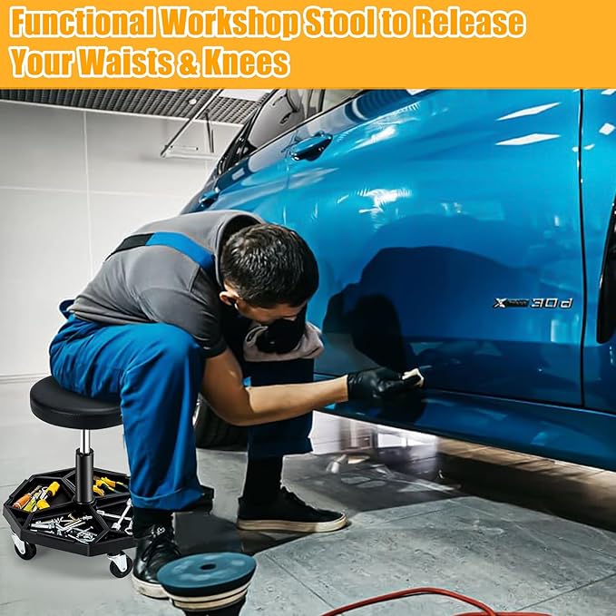 Adjustable Mechanic Rolling Stool, Pneumatic Rolling Stool - Image 8