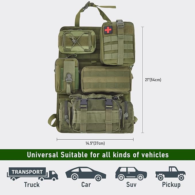 Universal Tactical Seat ​Back Organizer Vehicle Molle Panel Organizer Storage - Image 7