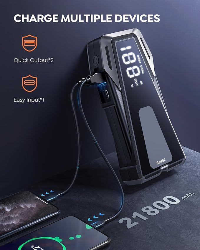 Portable Car Battery Jump Starter 6000A 21800mAh, Car Battery Jumper Starter - Image 3