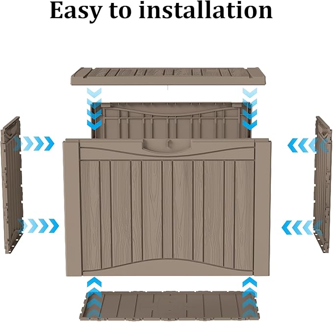 50 Gallon Lockable Resin Deck Box, Waterproof & UV-Resistant Outdoor Storage Box - Image 7