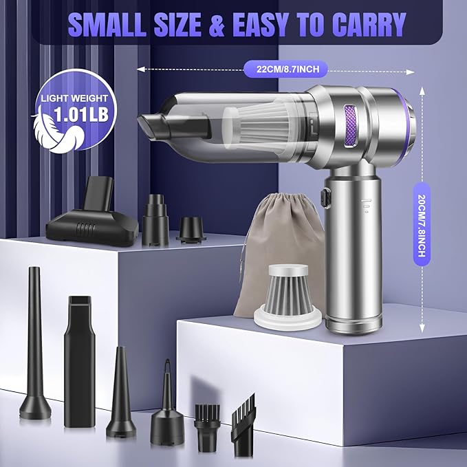Mini Car Vacuum Cleaner, 20000PA 4-in-1 Cordless Handheld Vacuum Cleaner - Image 7