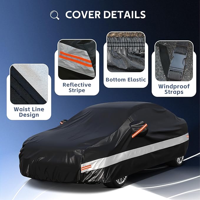 10 Layers Car Cover Custom Fit for Honda Accord, Waterproof All Weather for - Image 4