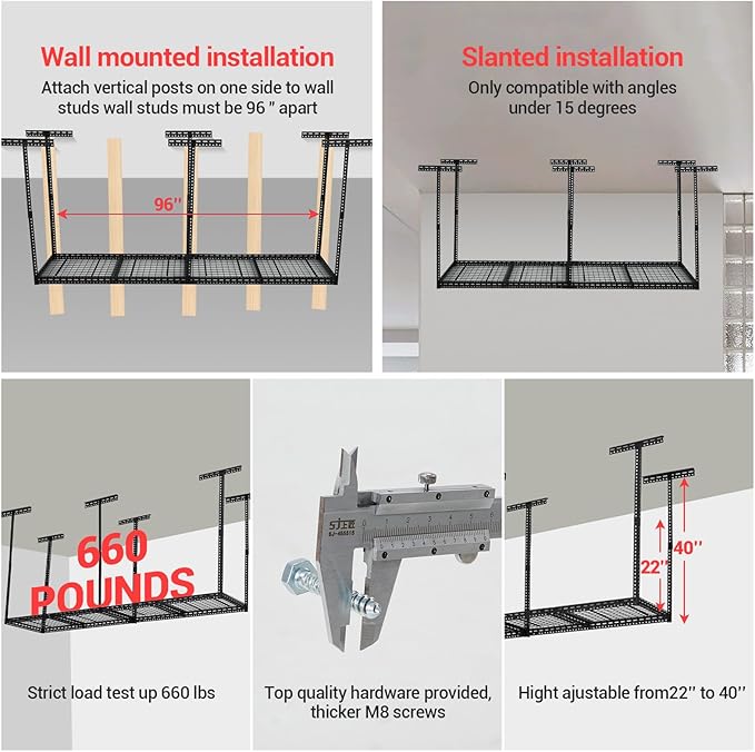 Overhead Garage Storage Rack, Heavy Duty Ceiling Storage Racks - Image 5