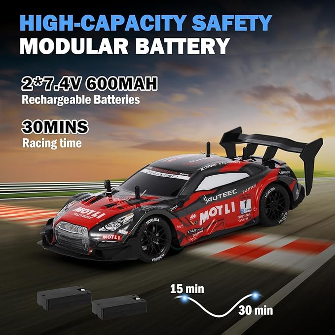 RC Drift Car, 1:14 Scale GTR Model, 4WD 28KM/H High Speed Remote Control Racing - Image 5
