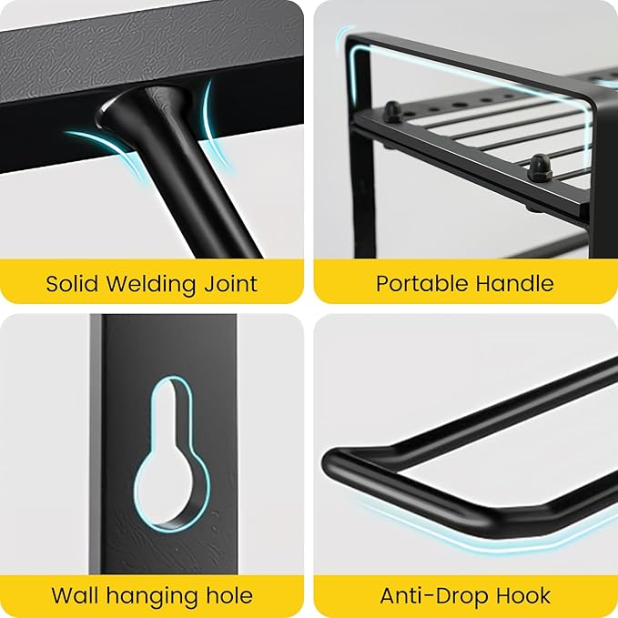 Wall Mount Power Tool Organizer, 4 Layer 12 Drill Hangers Storage Rack - Image 4