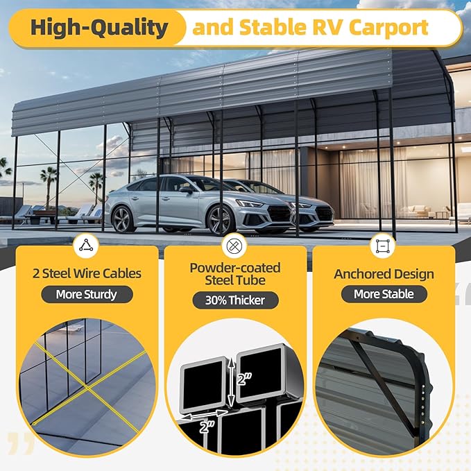 EROMMY 14x30 FT RV Carport, Heavy Duty Car-Port - Image 5