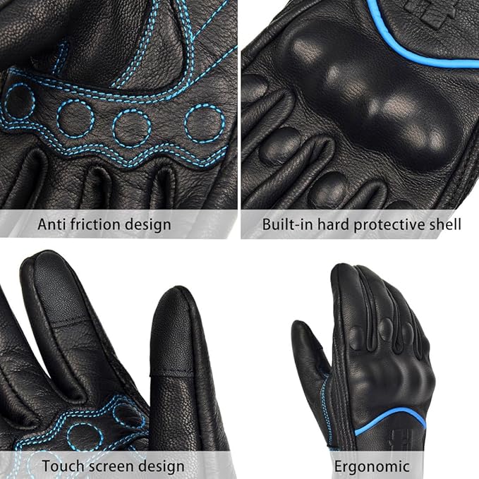 Harssidanzar Leather Motorcycle Gloves - Image 2