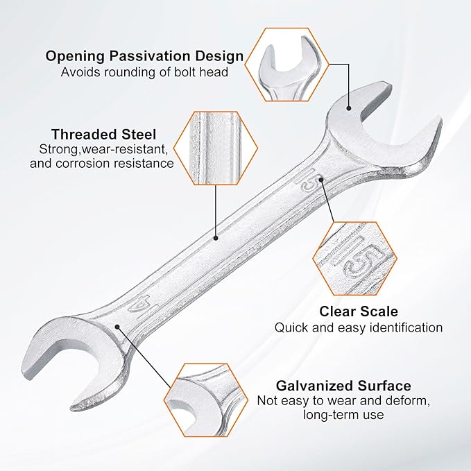 HARFINGTON Double Open End Wrench 14mm x 15mm Metric 15 Degree Offset Angle - Image 4