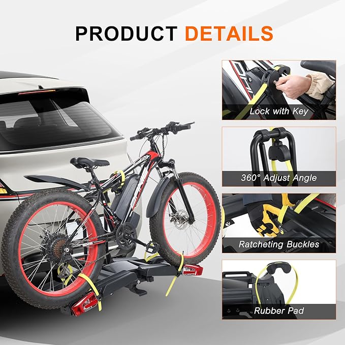 2 E-Bike Foldable Hitch Mount Bike Rack - Image 2