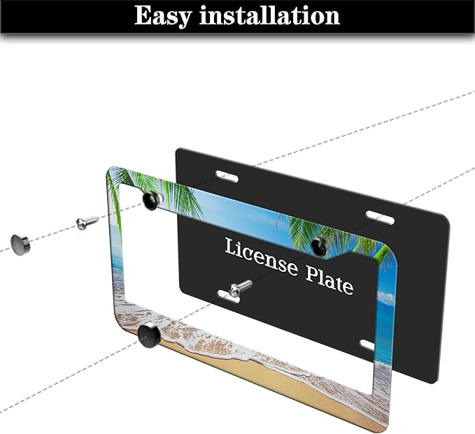 License Plate Frame Multicolor License Plate Holder Palm Trees - Image 7