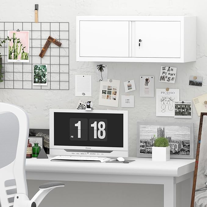 GREATMEET Locking Cabinet, Garage Storage Cabinet, Metal Wall Mounted Storage - Image 6