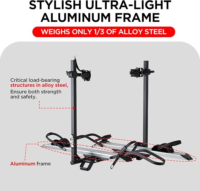 Aluminum Hitch Mounted Bike Carrier 200 LBS Capacity - Image 6