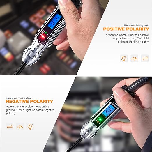 Heavy Duty 3-72V Backlit Digital LCD Circuit Tester, Automotive Test Light - Image 4