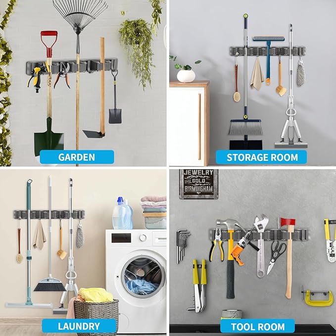 Broom Holder Wall Mount, Aluminum Mop and Broom Holder Hanger - Image 6