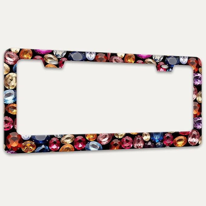 Beautiful Gemstone Pattern License Plate Frame Bling License Plate Holders - Image 7