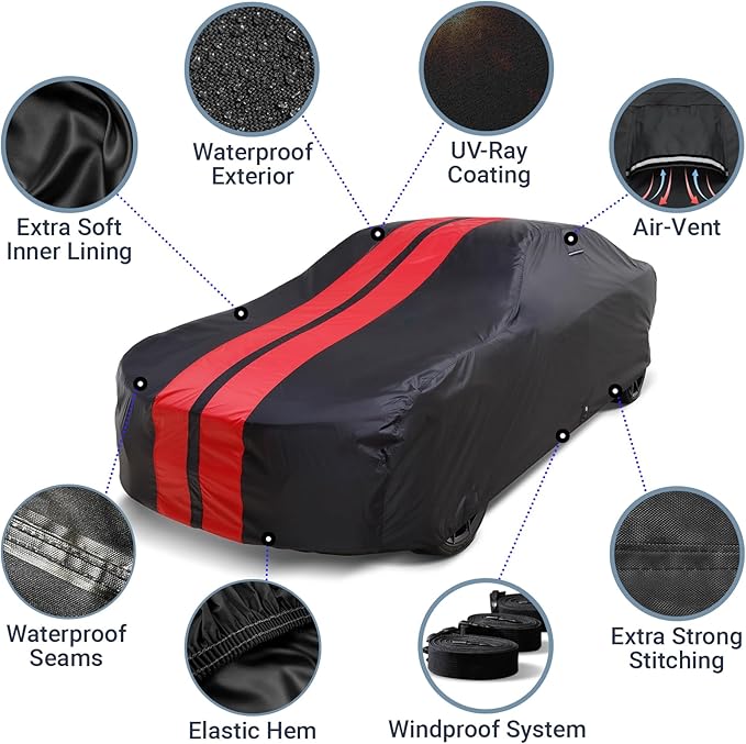 iCarCover Custom Car Cover for Pontiac Tempest 4-Door Waterproof All-Weather - Image 4