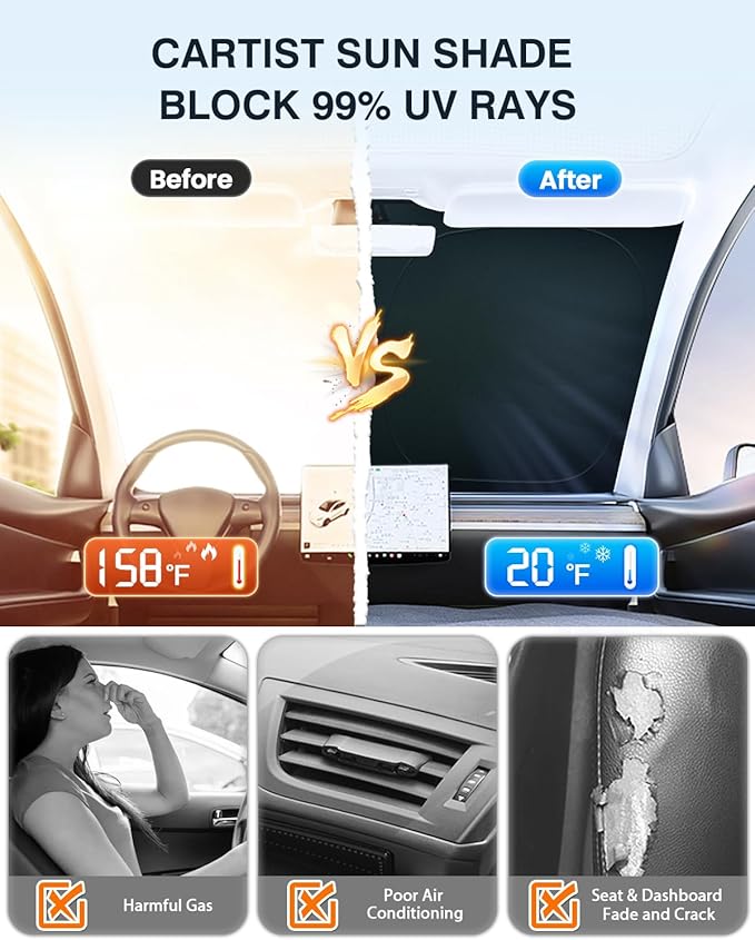Windshield Sun Shade for Toyota Tundra 2022-2025 2026, Custom Fit Foldable - Image 5