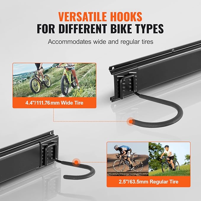 VEVOR Bike Storage Rack, 2 Bike Racks, Wall Mount Bike Storage Hanger, Home and - Image 4