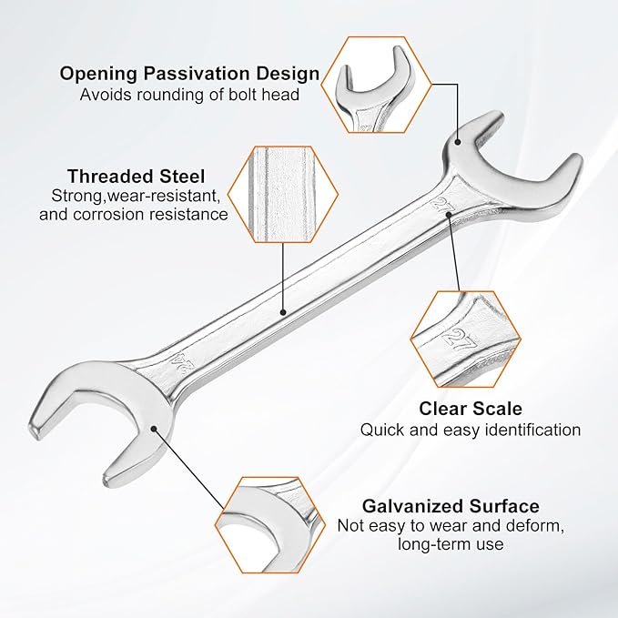 HARFINGTON 5pcs Double Open End Wrench 24mm x 27mm Metric 15 Degree Offset - Image 4