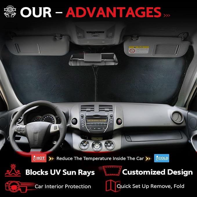 KAYZT Windshield Sun Shade for 2015-2019 Hyun-dai Sonata Foldable Sunshade - Image 4
