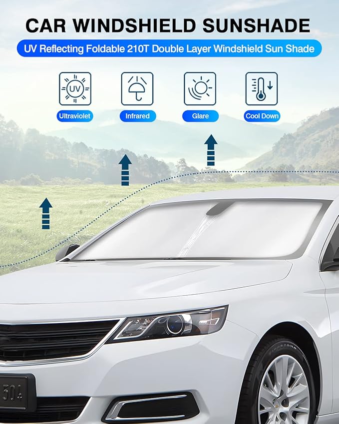 KUST Windshield Sun Shade for Chevy Impala 2014-2020 Window Shade Sun Visor - Image 2