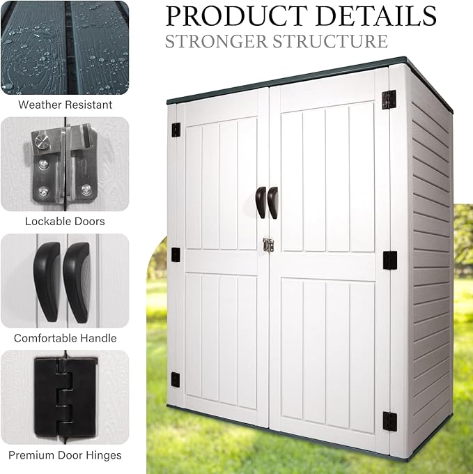 Outdoor Storage Cabinet, 52 Cu ft Resin Storage Box - Image 5