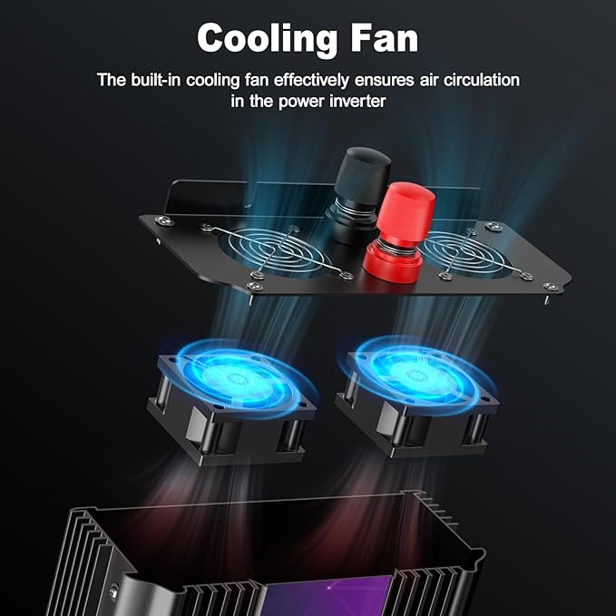 3000W Power Inverter, Peak Power 6000W 12V DC to AC 110V120V, Remote Control - Image 5