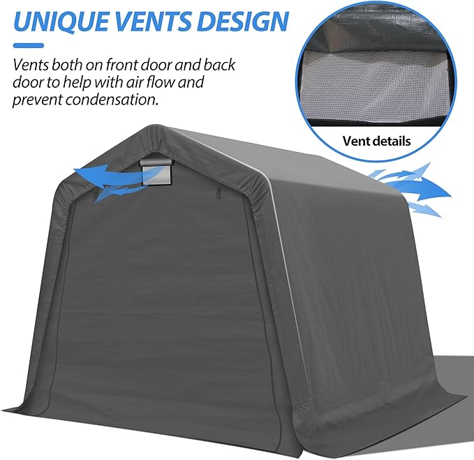 8x8Ft Ourdoor Storage Shed Shelter, Portable Shed Garage - Image 5