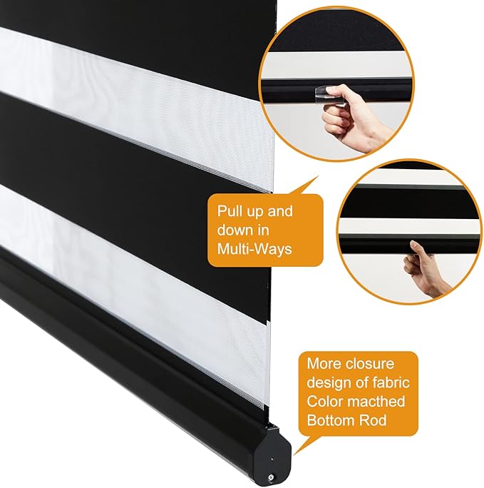 Persilux Cordless Zebra Blinds for Windows Free-Stop Windows Shades Dual Layer - Image 3