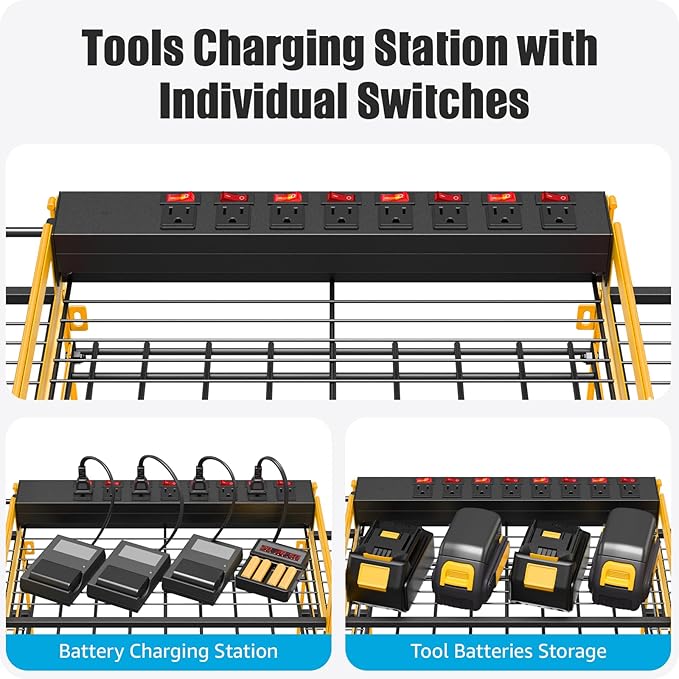 CCCEI Yellow Power Tool Organizer Wall Mount, Large Tools and Battery Storage - Image 2