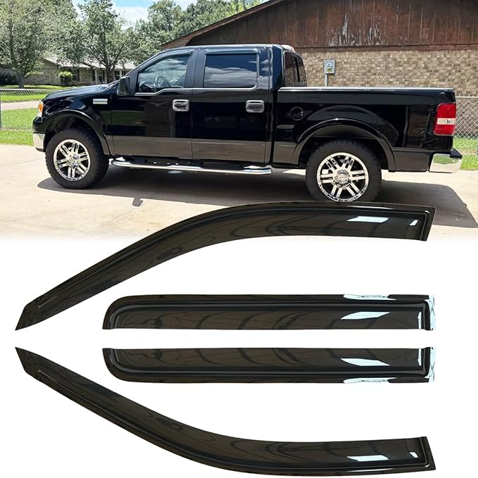 4pcs Shatterproof Rainproof Sun Rain Guards Shield Side Window Wind Deflectors by Deebior