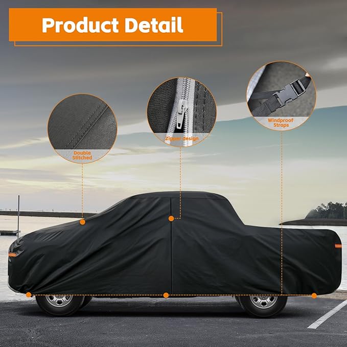 Kayme Truck Cover Custom Fit Dodge Ram 1500 Regular Cab Long Bed. Full Exterior - Image 6