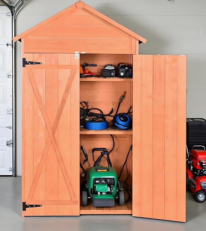 Wooden Tool Shed Large Outdoor Storage Cabinet & Garden Storage Shed - Image 7