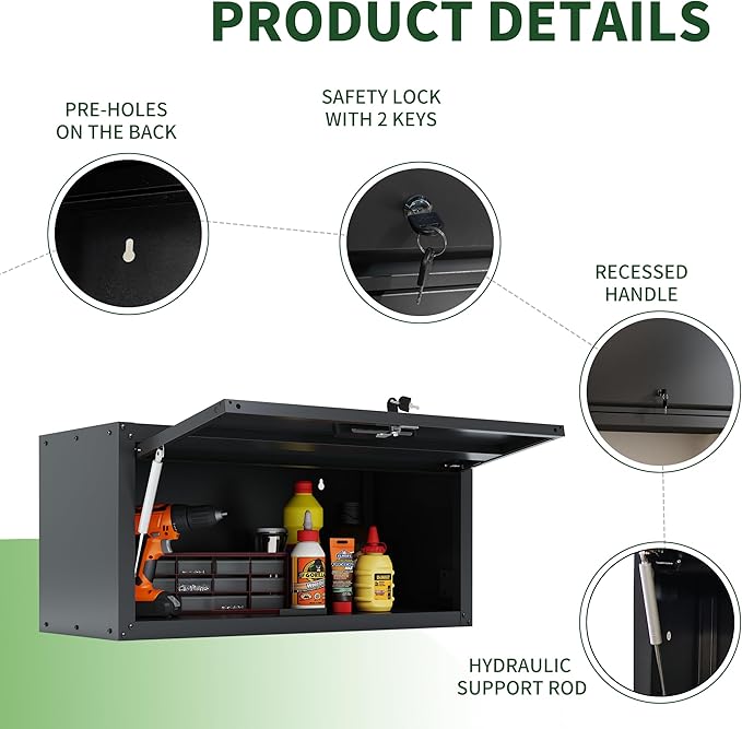 Metal Tool Cabinet, Garage Storage Cabinet System, Wall Cabinet & Locking - Image 4