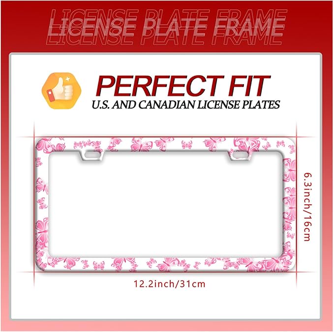 Pink Butterfly License Plate Frame Funny Animal License Plate Frames Stainless - Image 7
