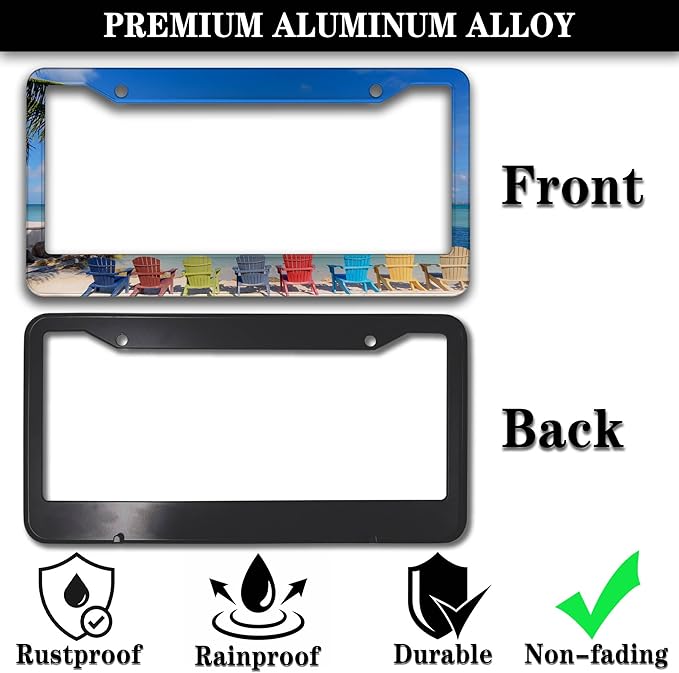 License Plate Frames License Plate Frame Beach Loungers Colorful Chairs in - Image 3
