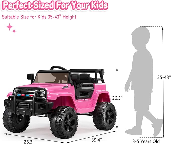 JOYMOR Ride on Truck with Remote Control, 4 Wheels 12V Battery Powered Kids Car - Image 6