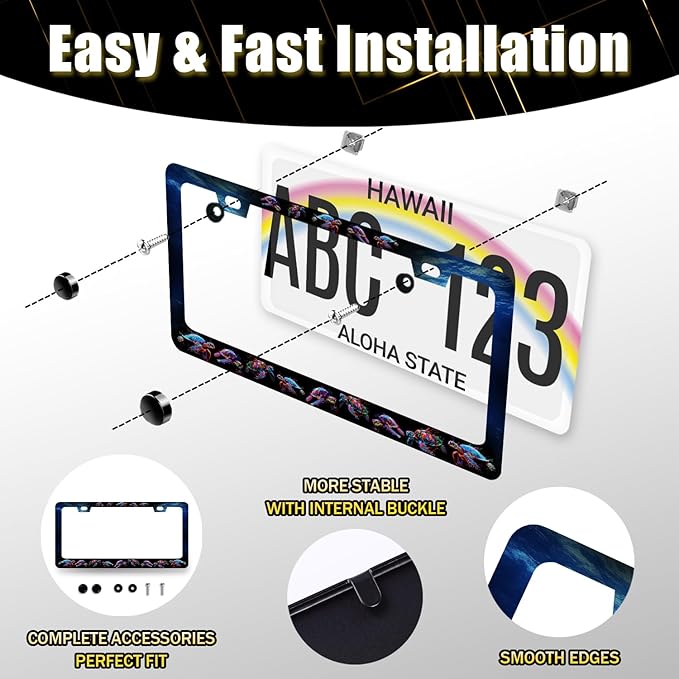 Sea Turtle License Plate Frame Blue Turtles License Plate Stainless Steel Ocean - Image 7