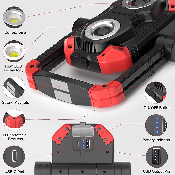 Adelante 2Pack Rechargeable LED Work Light - Image 5