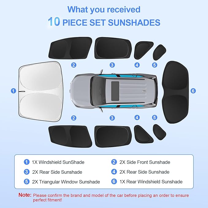 10pcs Car Window Shades for 2015-2020 Honda Fit Accessories, Windshield Side - Image 7
