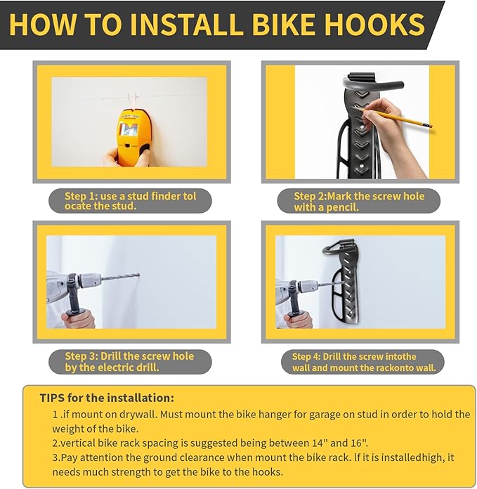 Vertical Bike Rack Wall Mount for Garage–Heavy-Duty Steel Bicycle Hook for - Image 6
