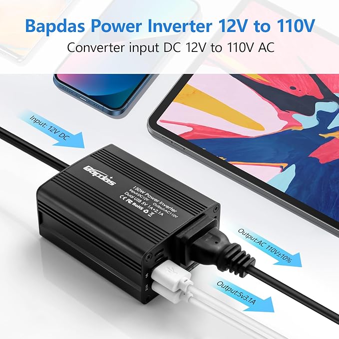 150W Car Power Inverter DC 12V to 110V AC Car Adapter - Image 6