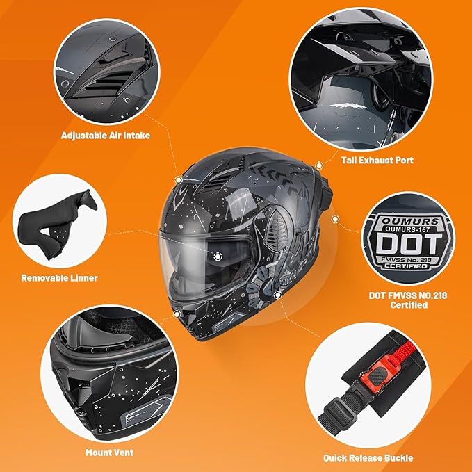 Modular Motorcycle Helmets Full Face Flip up Street Bike Motorcycle Helmet - Image 3