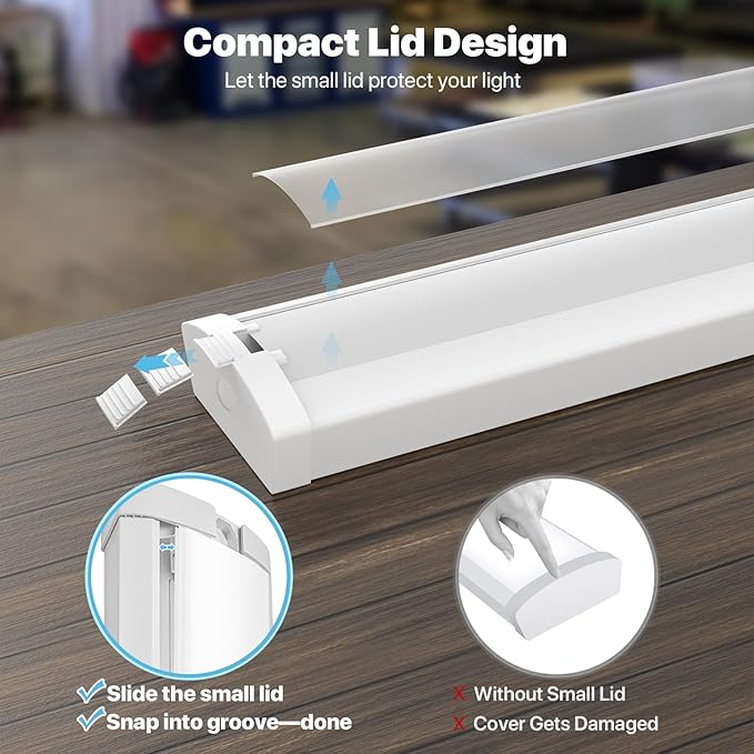 HYPERLITE 4ft LED Wraparound Light 60W, 6600LM 4' LED Shop Lights Fixture - Image 4