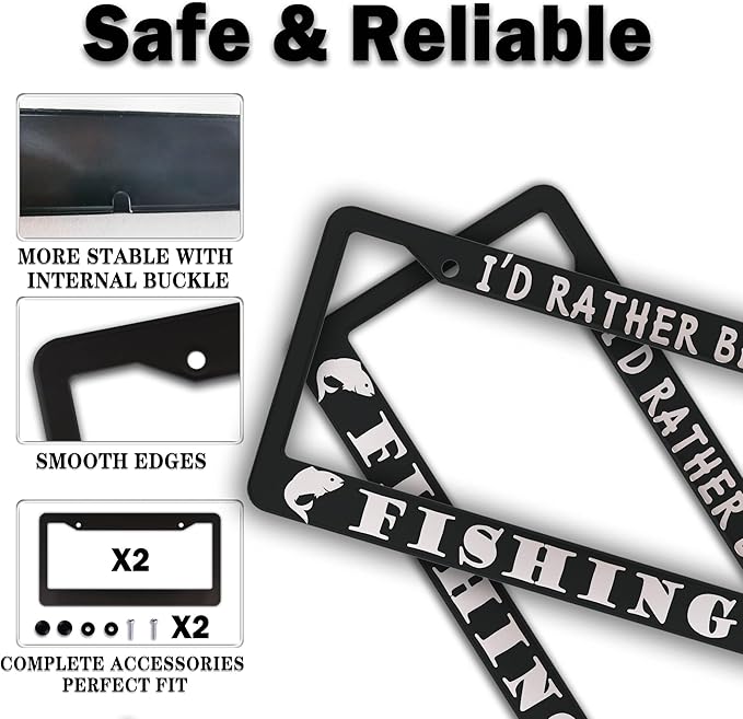 Automotive Exterior Accessories Black and White License Plate Frames I'd Rather - Image 4